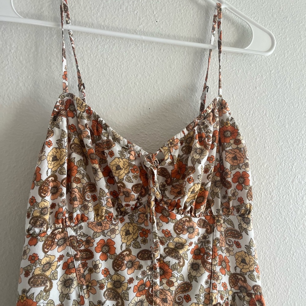 Hollister Floral Print dress with Orange and Cream Accents